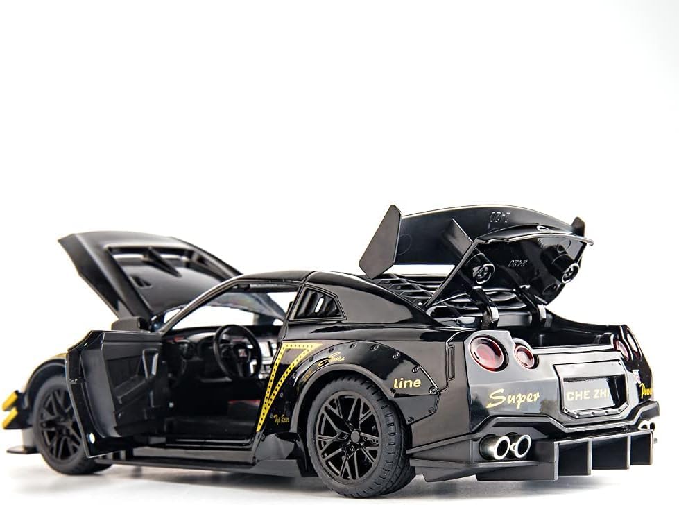 Image of Invite Enterprise 1:24 Scale Compatible For Nissan Gtr Model Car Toy, Zinc Alloy Pull Back Toy Car With Sound And Light For Kids Boy Girl Gifts? Black-Color ?