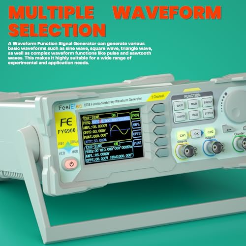 Image of Generic FY6900 DDS Signal Generator, 60MHz Frequency Meter Counter, 250MSa /s Double Channel Function Generator, Arbitrary Waveform, High Precision, LCD Display with Graphics