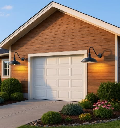 Image of 15 Inch Large Outdoor Farmhouse Barn Lights, Dusk to Dawn Gooseneck Lights, Vintage and Rustic Style Porch Lights for House, Patio Or Garage.