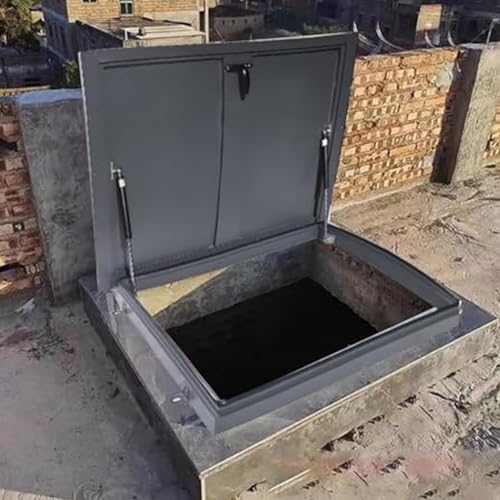 Heavy-Duty Basement Window Well Covers & Roof Access Hatch, Sealed Attic Skylight Door with Support Rods, Ideal for Warehouses - Durable 70x70cm Design