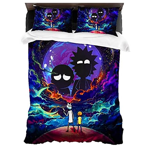ANSSON Rick and Morty Bettwäsche-Sets,Rick Mikrofaser 1 Bettbezüge und 2 Kissenbezug,Kinder Schlafzimmer dekorative Bettwäsche (Single 135x200, Rick1)