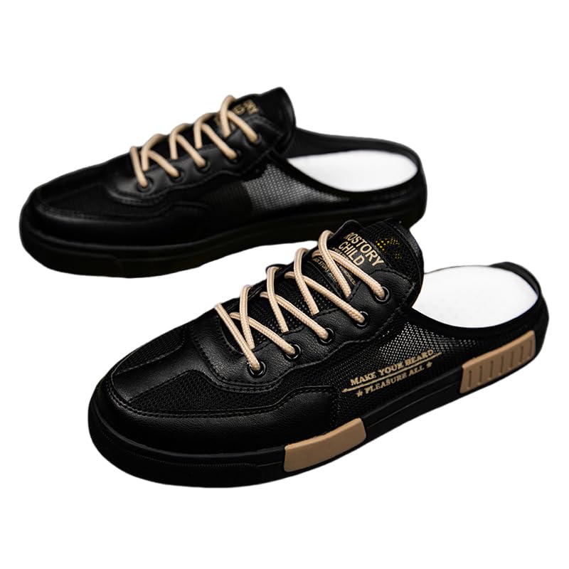 RxuawRxuaw Men's Open Back Sneaker Lightweight and Breathable Outdoor Slippers Suitable for Party Shopping Walking Black