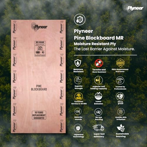 Image of Plyneer Pine Blockboard - High-Density Pine Veneer for Superior Strength & Stability | Ideal for Interior & Furniture Applications (16mm)-8ft x 4ft