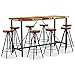 Tidyard Set da Bar 9 pz Industriale Vintage in Legno Massello di Acacia/Recupero e Vera Pelle,Set Tavolo e 8 Sgabelli da Bar,Tavolo e Sedie da Bar Vintage Industriale,Tavolo e Sedie da Bar Alti