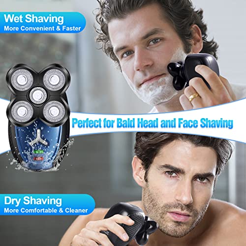 Head Shaver for Bald Men,5 in 1 Electric Shavers for Bald Head Cordless,Waterproof Wet Dry Mens