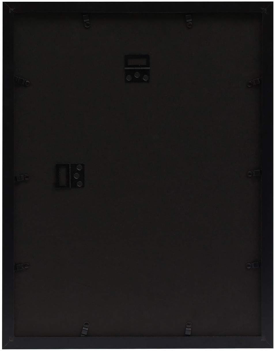 Frametory, 12x16 Picture Frame with Mat for 8.5x11 Photo - High Definition Glass Wide Molding - Preinstalled Wall Mounting Hardware (Black, 1 Pack)
