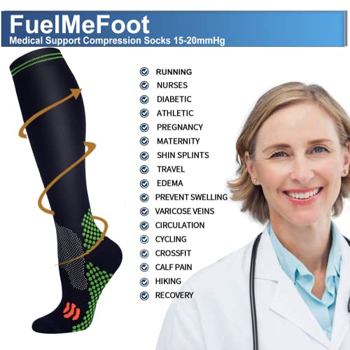 Image of FuelMeFoot 3 Pack Copper Compression Socks - Compression Socks Women & Men Circulation - Best for Medical,Running,Athletic