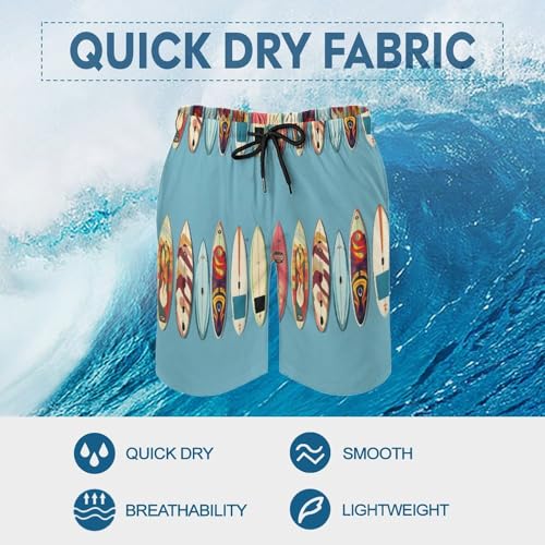 Hawaiian Shorts for Men - Comfy Colorful Surfboards Print Mens Swim Trunks Bathing Suits with Mesh Lining4