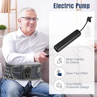 HONGJING Red Light Heating Decompression Belt with Electric Pump for Lower Back Pain, Cordless Heated Back Brace Inflatable Lumbar Support, One Size Fits 29-49 Waist