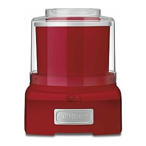 Cuisinart Ice Cream Maker Machine, 1.5 Quart Double Insulated Machine, Sorbet and Frozen Yogurt Maker, Ready in 20 Minutes, ICE-21RP1, Red