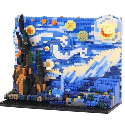SAMYBLOCKS 1858PCS The Starry Night Micro Mini Building Blocks,Ideas 3D Painting Collection Construction,Creative Present for 14+ Boys Girls or Adults