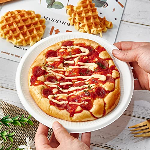 Ecolipak 200 Pack Compostable Paper Plates, 7 Inch Paper Plates Uncoated, Biodegradable Eco-Friendly Sugarcane Dessert Plates, Perfect For Sandwich, Cake, And Snack #TOP3