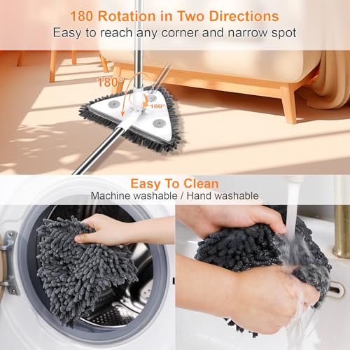 MUEE Window Cleaning kit, 3 in 1 Adjustable Window Washing Squeegee Kit with Extension Pole, Squeegee Window Cleaner Tool with 6 Replacement Pads, Wall Washer Cleaning Tool for Walls/Glass/Window