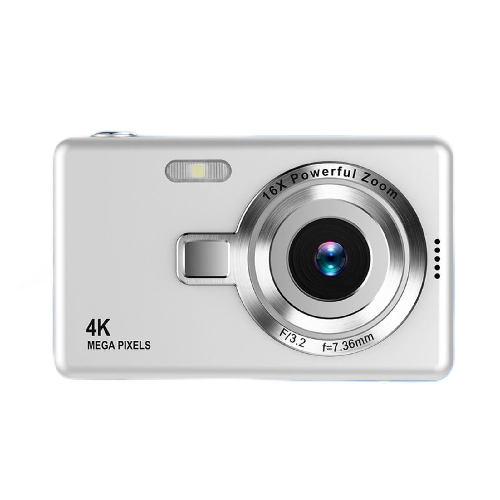 Fotocamera Digitale con Schermo TFT da 2,4 Pollici, Fotocamera da 12 MP 1080P, Fotocamera Digitale Punta e Scatta con Zoom 16X Anti-vibrazione, Fotocamera Compatta per Vlogging