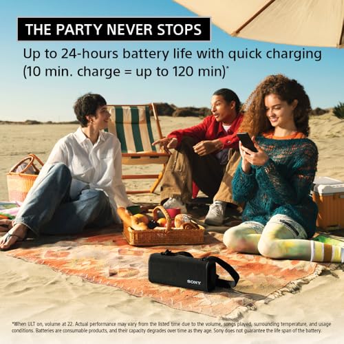 Image of Sony ULT Field 3 Wireless Portable Bluetooth Speaker, IP67 Waterproof, Dustproof, Rustproof, and Shockproof with Enhanced Bass, 24 Hour Battery and Shoulder Strap (SRSULT30W), Off White