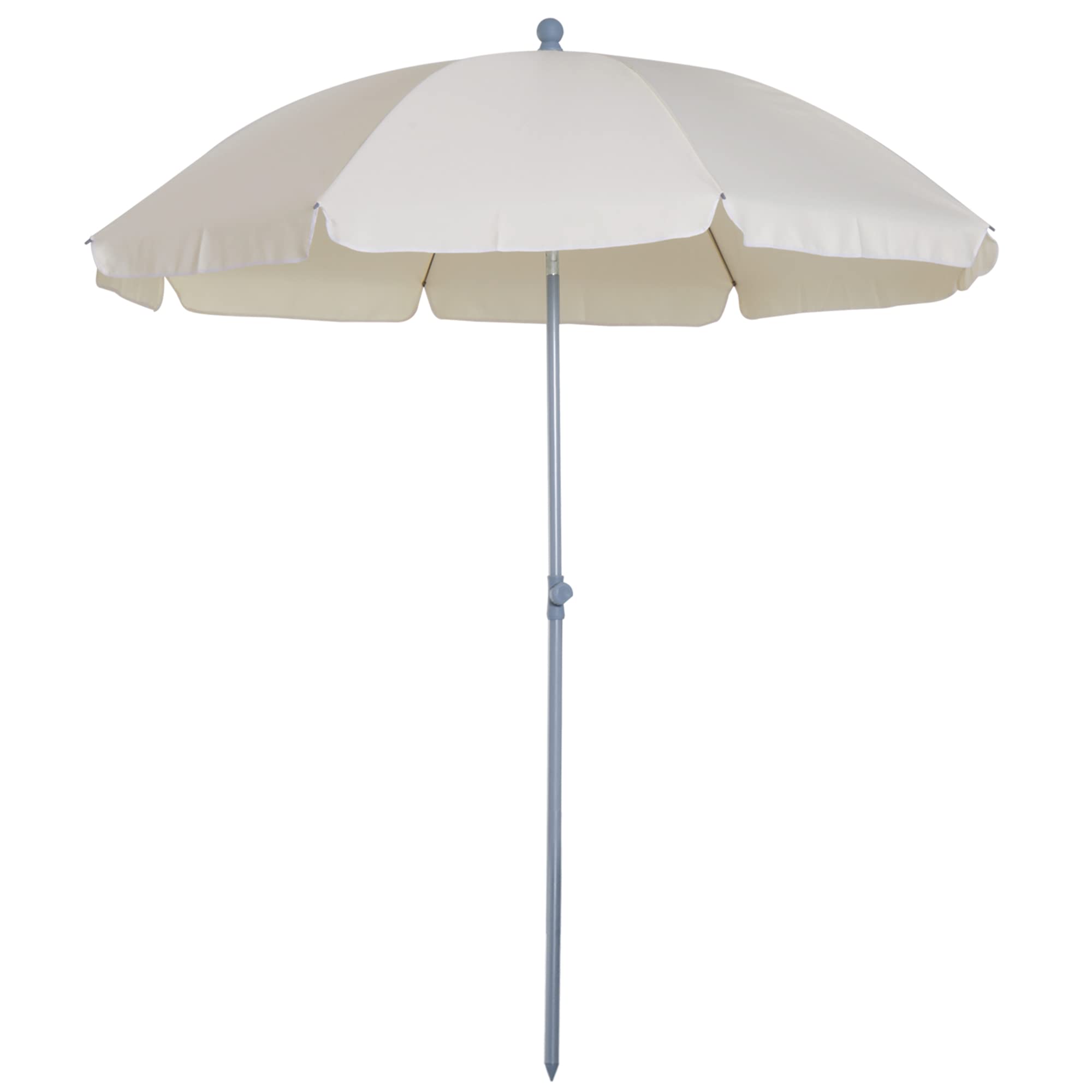 Outsunny Sombrilla de Playa Ø202 cm Techo Inclinable para Jardín Beige | Poste Desmontable, Pincho Inferior