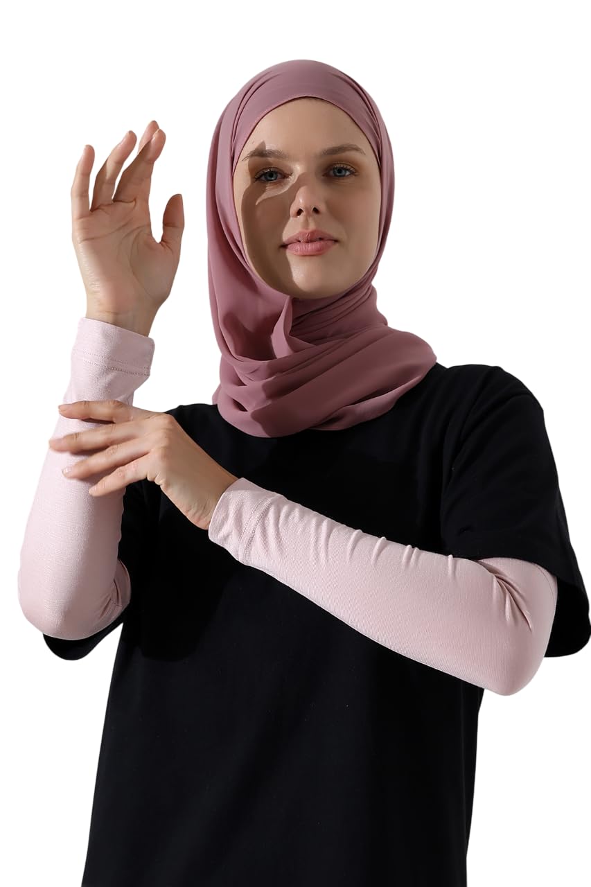 Ihvan Online Women's Pink Hijab Sleeves For Muslim Arm Sleeve For Prayer, Soft Stretchy Modest Sleeves To Cover Arms,