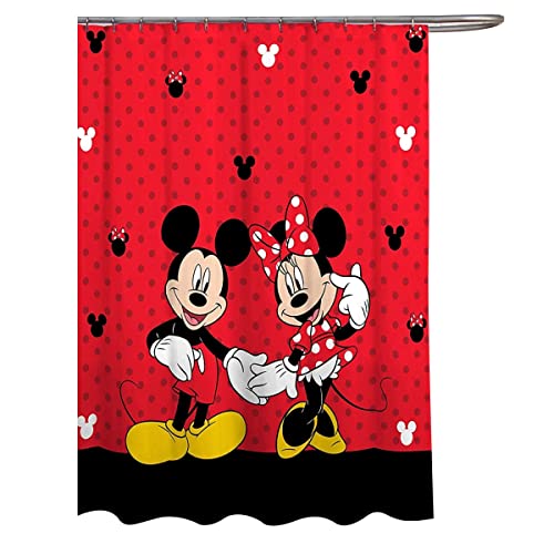 Disney Jay Franco Mickey Mouse & Minnie Mouse Shower Curtain & Easy Care Fabric Kids Bath Curtain (Official Product)