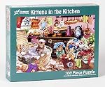 Vermont Christmas Company Kittens in The Kitchen Jigsaw Puzzle 100 Piece, Large Pieces Perfect for Kids and Seniors