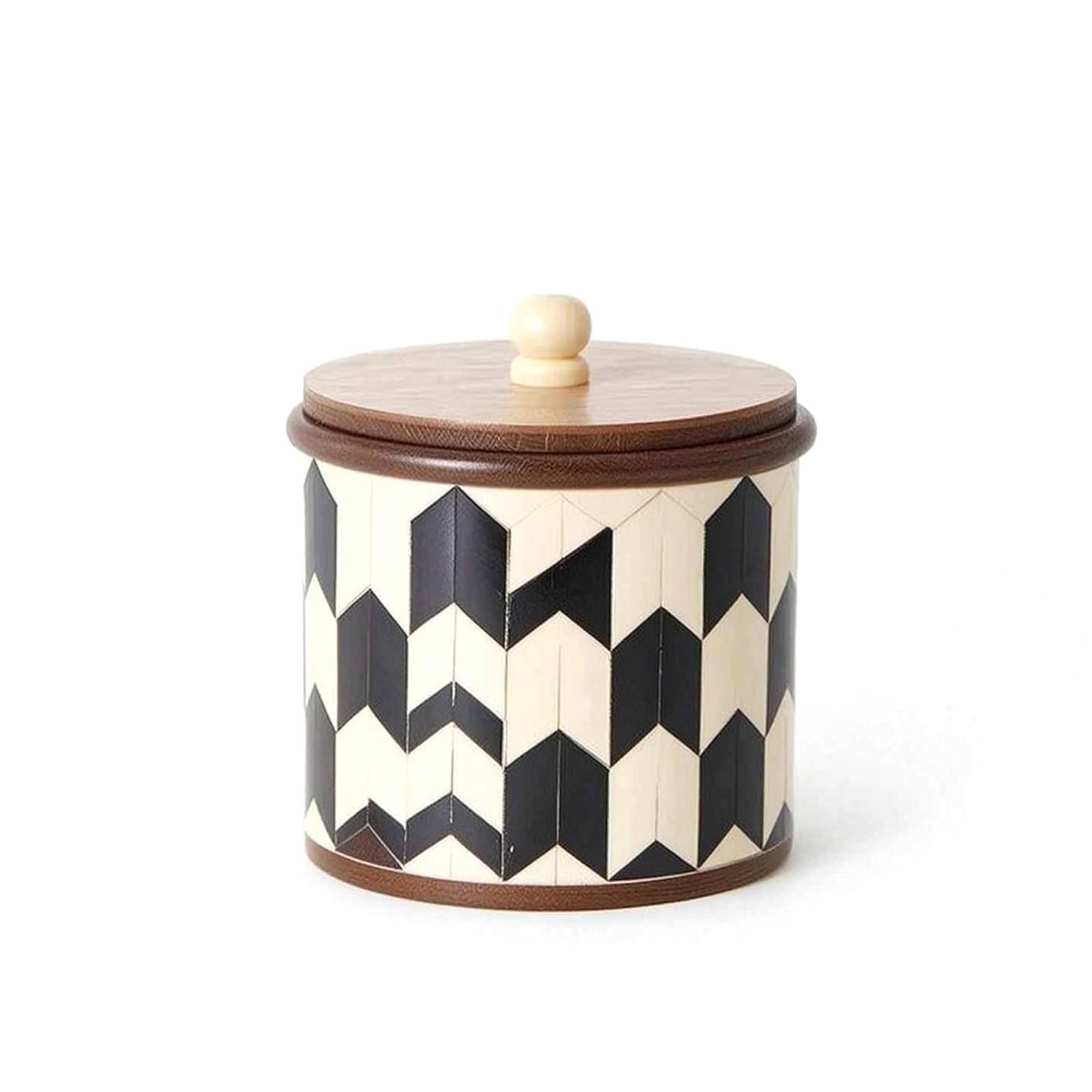 Scatola Gioielli Con Bordo Marrone Caldo Idea Regalo | resina e legno di mango, coperchio in legno colorato, manopola rotonda
