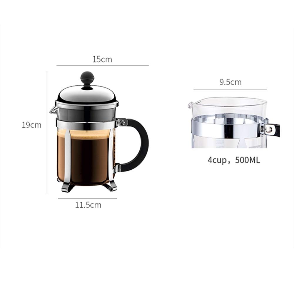 French Press Ekspres do kawy French Press Pot 500 ml Stal nierdzewna Ręczna prasa Dzbanek do kawy Odporny na ciepło prasa filtracyjna Czajniczek do filtrowania kawy