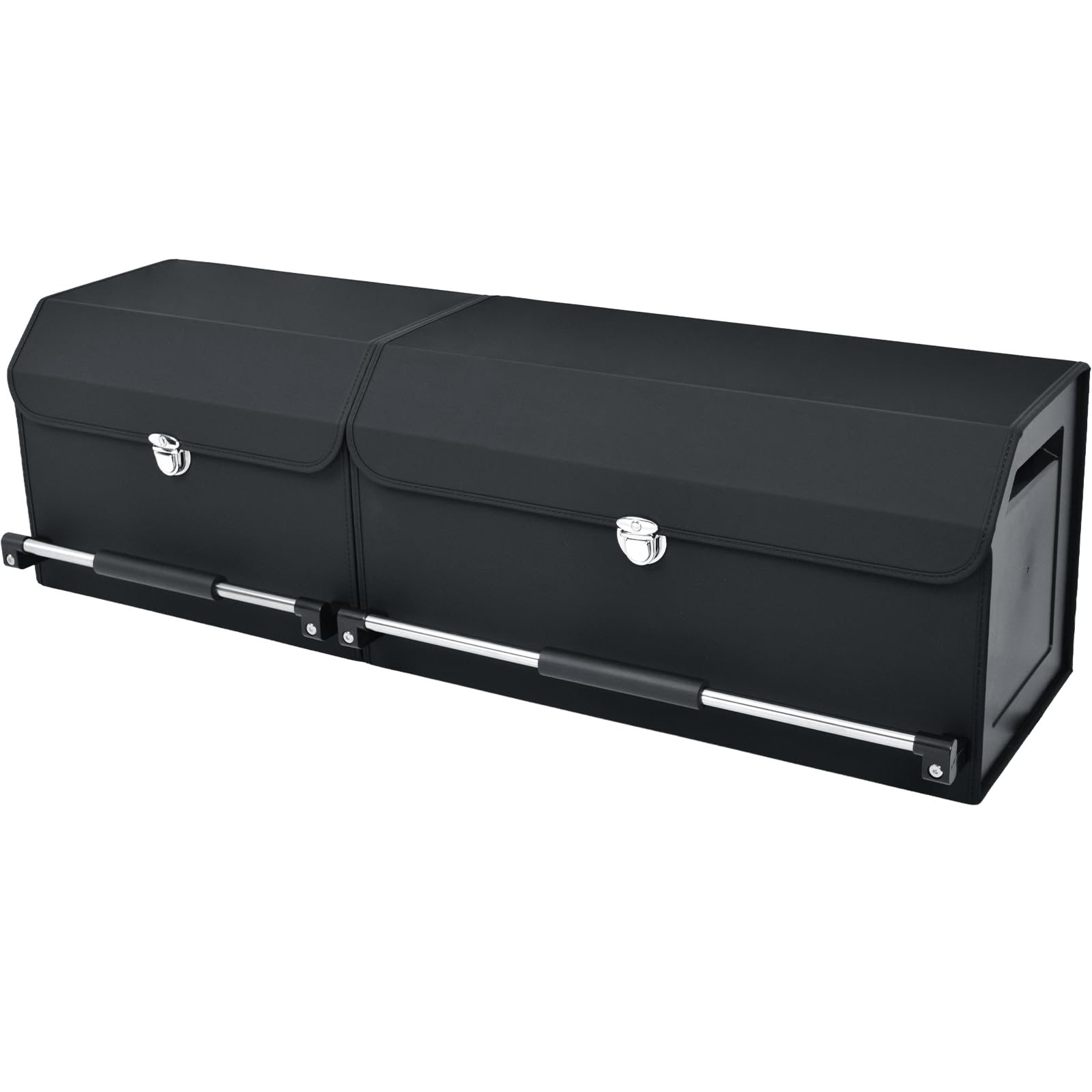 Organizador de maletero con tapa, caja modular 2 en 1 XXL de piel Nappa, asa deslizante empujable, gran capacidad 92L compatible con coches, SUV y monovolúmenes (103 x 29 x 31 cm)