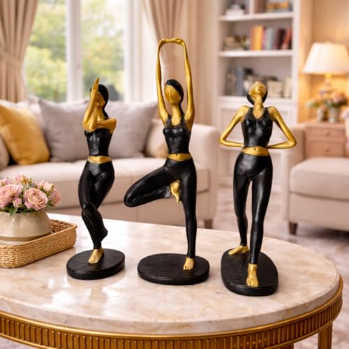 Image of Xtore Graceful Trio Yoga Sculptures for Desk, Shelf & Studio Decor