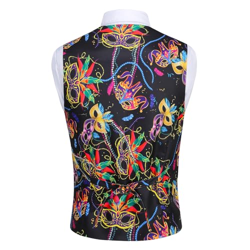 Image of GRAJTCIN Men's Festive Costume Adult Mardi Gras Vest 3D-Print St Patrick's Day Suit Independence Day Waistcoats