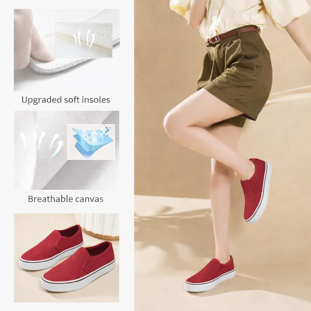 Emma Shoes Canvas Slip On Sneakers for Women image 5