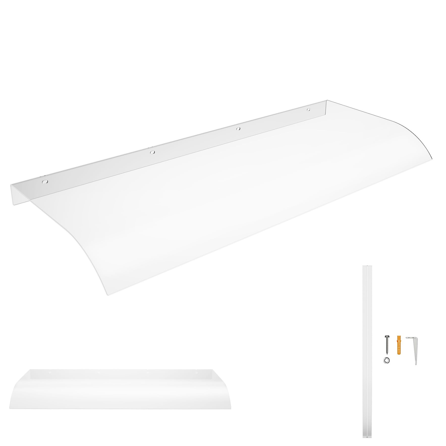 Froadp Vordach für Haustür Überdachung 50 x 120 cm Türdach aus Transparentem PET 3,5 mm Dick Terrassendach Regenschutz & UV-Schutz Haustürvordach für Tür Fenster Balkon Garage Terrasse