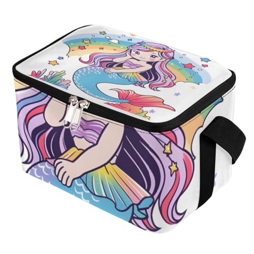 GzLeyigou Lunch Bags for Women Men 9 Cans,Cute Mermaid Hot & Cold Food Delivery Bag Insulated Grocery Bag Insulated Lunch Box Rainbow Underwater Women Cooler Bag for Office Work Picnic Beach