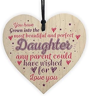 RED OCEAN Handmade Daughter Gift Birthday Gift For Daughter Wooden Heart Chic Sign Keepsake Poem Friendship Gift