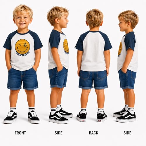 Image of Volcom Infant Toddler Boy Shorts Set - 2 Piece Short Sleeve Graphic Tees & Denim Shorts - Toddler Summer Clothes (12M-7)