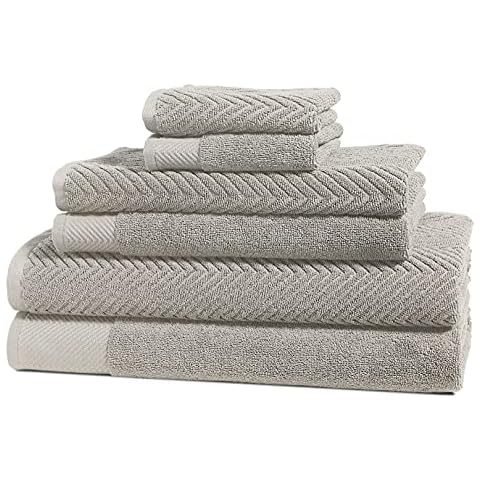Bath Towels for Bathroom Clearance prime, Shower Towels, Hotel Pool Towels 6 Pack- Turkish Cotton Bath Hand Towels and Washcloths sets, Quick Dry Towels for Travel, Spa, Gym Towels for Sweat- Platinum Cover