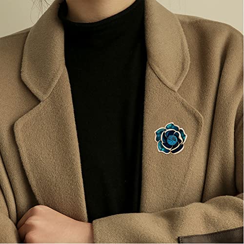 Image of Women Camellia Flower Pearl Enamel Brooch Pins for Ladies Jewelry Fashion