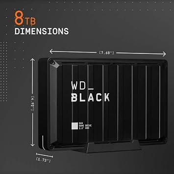 WD_BLACK 8TB D10 Game Drive - Portable External Hard Drive HDD Compatible with Playstation, Xbox, PC, Mac - WDBA3P0080HBK-NESN