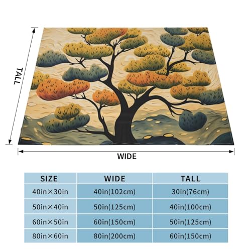 Couverture lit et canapé Painting Tree en micro polaire légère chaude