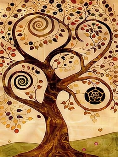 Zoulile Arbre De La Vie Peinture Diamant Adulte, 5D Diamond Painting Adulte, DIY iamond-Painting Broderie Diamant Kit Complet, Tableau Perle Diamant Point de Croix, Décoration Maison 50x70cm Z-194