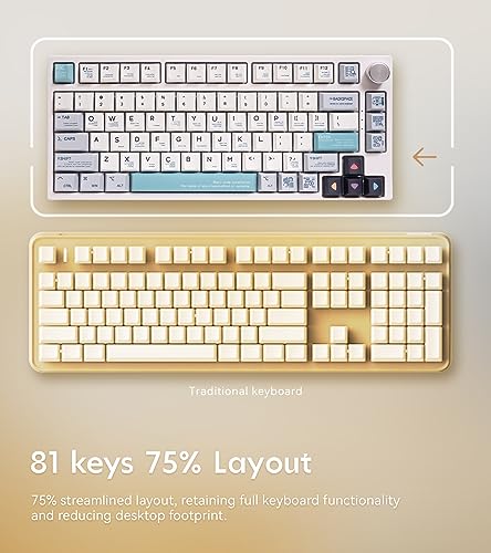 Image of GK GAMAKAY TK75 75% Hot Swap RGB Bluetooth 5.0 /2.4GHz Wireless /USB-C Wired Mechanical Keyboard with Knob Control, PBT Cherry Profile Keycaps Gaming Keyboard for Windows Mac (Gateron Red Switch)