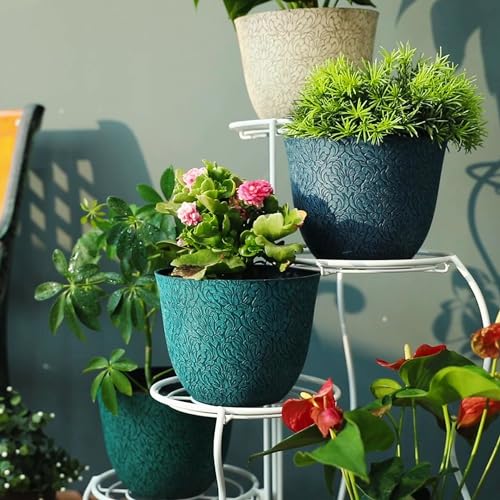 Worth-Garden-Plastic-Round-8-Plant-Pots-for-Indoor-Plants-Set-of-6-Multicolor-Small-Flower-Pots-WDrainage-Hole-and-Rubber-Plug-Home-Christmas-Decorative-planters-Retro-Floral-Pattern Worth Garden Plastic Round 8 Plant Pots for Indoor Plants Set of 6 Multicolor Small Flower Pots WDrainage Hole and Rubber Plug Home Christmas Decorative planters Retro Floral Pattern