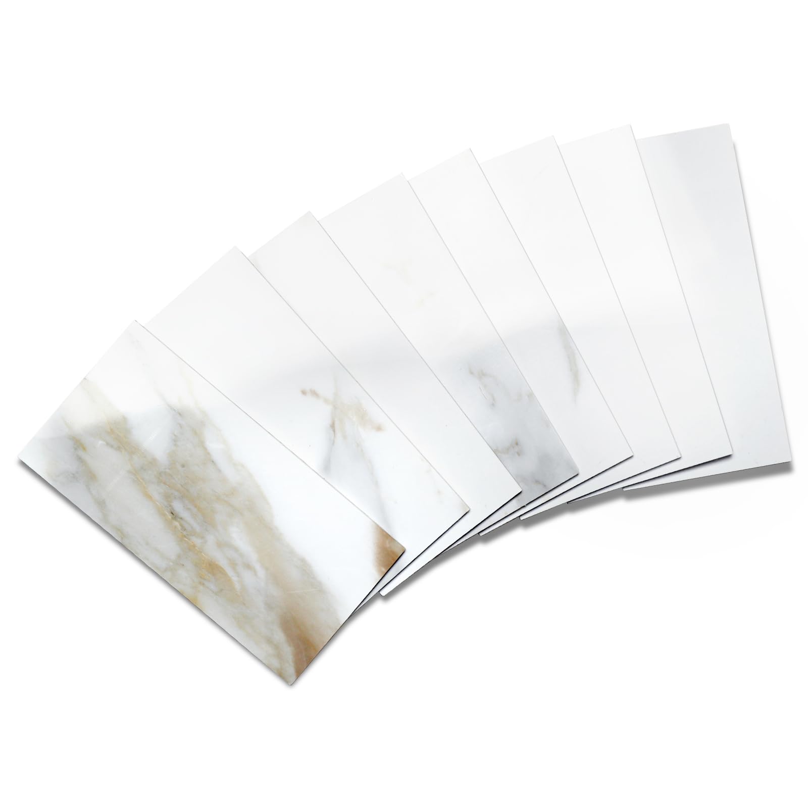 160 Pieces Peel and Stick backsplash 3 x 6 Inches 3D Polished White Gold PVC Composite Wall Tile Stick on Backsplash Tile for Kitchen Bathroom, Laundry Room, Camper, Fireplace