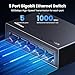 UGREEN Ethernet Switch, 5 Port Gigabit Ethernet Splitter, Plug & Play, Wall Mount & Desktop Network Switch Hub, Unmanaged, Compact, with LED, Fanless Quiet, for Internet Cable, Laptop, Router, NAS
