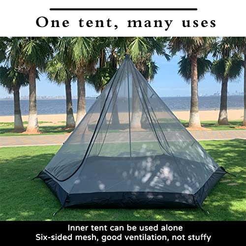 Grote Ruimte Piramide Tipi Tent Ultralichte Familie Camping Tent Winddicht Outdoor Tipi Tent voor Volwassenen 4 Persoon Dubbellaagse Tenten - Afbeelding 5