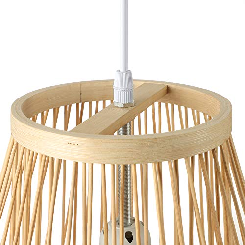 BAYCHEER Retro Single Light Pendant Light Corridor Bamboo Lantern Ceiling Light Pendants Fixture Hanging Lighting with Shape Rattan for Teahouse Dining Room in Beige - Image 7