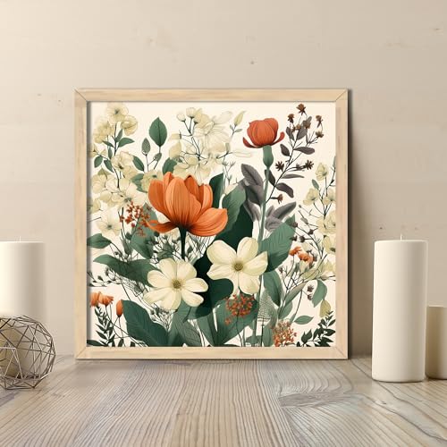Image of kotart - Premium Digital Floral Art Paintings with Frame for Home Decor - Framed Wall Painting for Living Room Bedroom Office Room Decor - Painting for Wall Decoration Set of 2 Multicolo Size-(13x13 inch, C)
