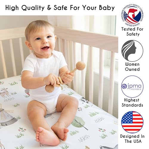 Image of Sweet Jojo Designs Fitted Baby Crib Sheets (Farm Animals) for Boys or Girls, Infant Nursery, Toddler Room - Standard Size (Neutral, Farmhouse, Country, Barn Animal, Farms Theme, Cow, Pig, Grey Horse)