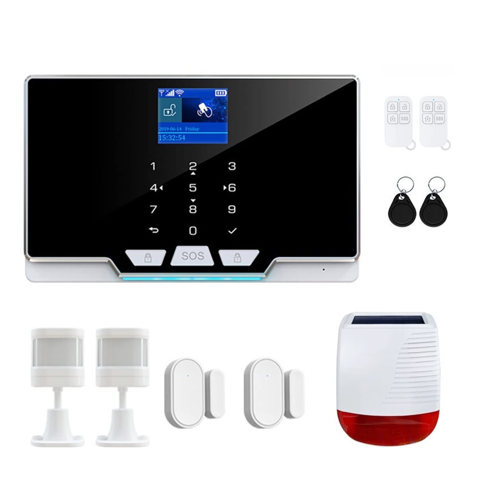 G20 Tuya Wi -Fi GSM System alarmowy Home Awlglar 1.8 Tft Ekran koloru 6 światła nastrojowe aplikacje sterują alarmem bezpieczeństwa bezprzewodowego Szybki montaż(K)
