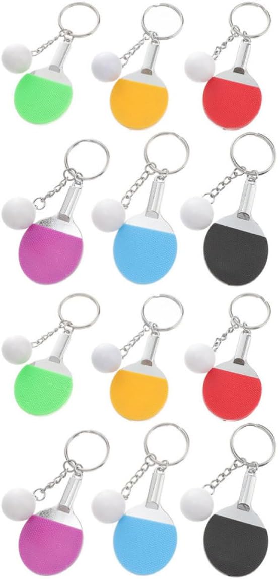 12pcs Mini Tennis Racket Keychain Table for Sports Enthusiasts