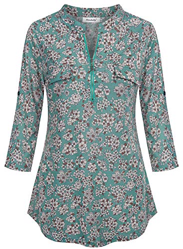 Ninedaily Women's Fashion Blouses 2022,Spring Womens Tunic Top Modern Cultural Female Western Charming Leisure Shirts Bohemian Beach Vacation Trip Rayon Spandex Coverup Lightweight,Green,Size Xl #TOP1