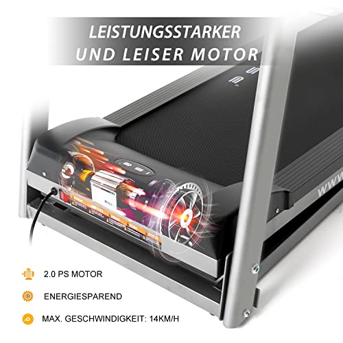 ISE Elektrisches Laufband klappbar, 2,0 PS Motor bis 14 KM/H, Multifunktions-LCD-Display mit 12 Programmen, Leises Home… – Bild 4
